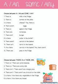 A AN SOME ANY + there is - there are worksheet