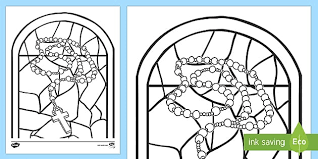 Holy Rosary Stained Glass Coloring