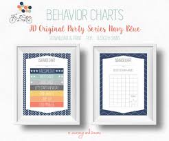 Behavior Chart 8 5x11 Sign Printable Digital Download Original Party Series Navy Blue