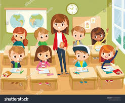 Illustration with kids and teacher in a classroom. Education illustration.  Vector interior. #Ad , … | Art classroom, Teachers illustration, Art  classroom management