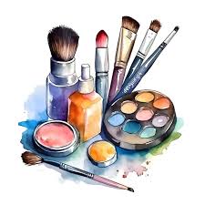a watercolor painting of a makeup brush