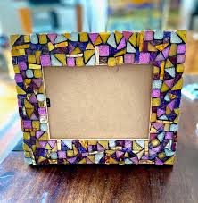 yellow and purple mosaic picture frame