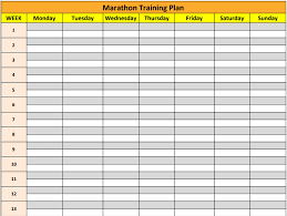 marathon training plan template
