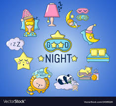 good night concept banner cartoon style