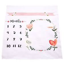 Baby Floral Wreath Print Milestone Blanket With Monthly