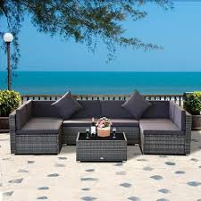 Outsunny Patio Life Ash Grey 7 Pieces