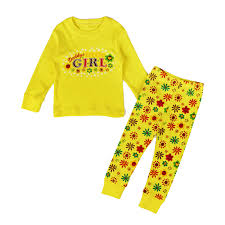 New Fashion Toddler Pajamas Letter Yellow Clothes Print