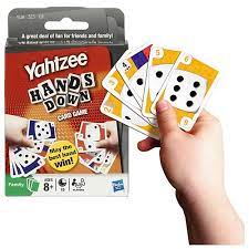 Yahtzee chance bonus yahtzee grand total of lower sixes fives fours threes twos #5 #4 #3 #2 game game game game upper section = 6 = 5 = 4 = 3 = 2 = 1 sixes fives fours threes twos aces score 35 bonus total score lower section #1 game to score how aces is 63 or over if total score yahtzee player's name score card. Yahtzee Hands Down Card Game Entertainment Earth