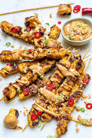 To make the spicy peanut satay sauce, heat oil and fry the spice paste, then add the ground peanuts and water. Best Chicken Satay With Peanut Sauce Recipe Healthy Fitness Meals