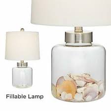 Red chamberstick lamp with choice of 10 lampshade. Coastal Accent Table Lamps Set Of 2 Small Clear Glass Fillable Shell Base Ebay