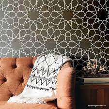 Moroccan Geometry Wall Stencil Black