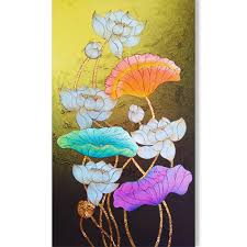 Water Lily Painting Hand Painted With