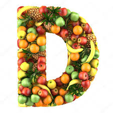 letter d made of fruits isolated on