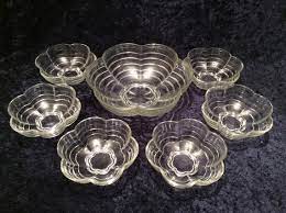 1950s Set Of 7 Glass Dessert Bowls