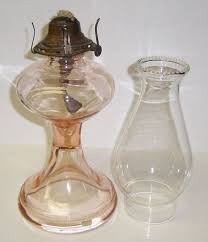 Vintage Pink Depression Glass Oil Lamp