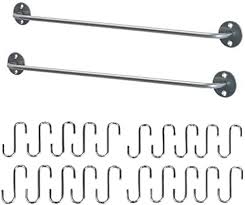 #1 a small hanging pot rack in th. Amazon Com Ikea Steel Kitchen Organizer Set 2 Rails And 20 Hooks Silver Pot Hanger Rail And Hooks Ikea Kitchen Dining