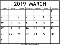 March 2019 Calendar Print Calendar From Free Printable