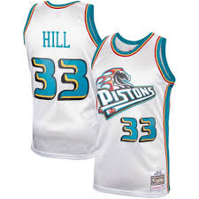Detroit Pistons Grant Hill Detroit Pistons Mitchell And Ness Hardwood Classics Platinum Swingman Jersey