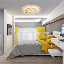 yellow grey and white bedroom design
