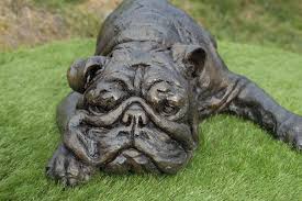 bronze english bulldog sculpture by