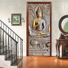Amazon.com: VIRANDA Door Decals 3D Self-Adhesive Interior Door Stickers Buddha  Statue-Door Murals Peel and Stick Removable Waterproof Door Wallpaper for  Home Bedroom Door Decor 35.4x78.7 inch : Tools & Home Improvement gambar png