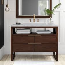 Single sink vanities are ideal for most households, offering a private experience with plenty of countertop space for brushes, soap, and whatever else you need quick access to. Wigington 43 Single Bathroom Vanity Set Bathroom Vanity Base Single Bathroom Vanity Contemporary Bathroom Vanity