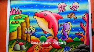 Kertas manila, kertas origami dan crayon ukuran: Cara Menggambar Dan Mewarnai Pemandangan Alam Bawah Laut Dengan Gradasi Drawing Scenery Youtube