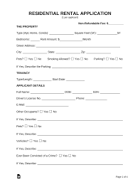 Free Rental Application Form Pdf Word Eforms Free Fillable Forms
