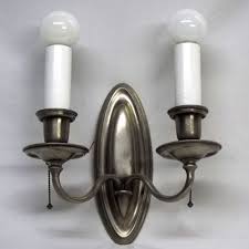 two light nickel b h wall sconce old