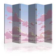 Canvas Room Divider Screen Pink Sky Clouds Anime Clean Style Background  Design Room Separator Folding Screen Privacy Partition Wall Dividers for  Rooms 6 Panels
