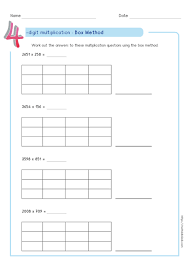 box method multiplication worksheets