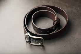 Fashionable Men S Brown Belt Made Of Genuine Leather With A Light Metal Buckle On A Dark Background Genuine Leather Handmade Stock Photo Image Of Closeup Case 156404576