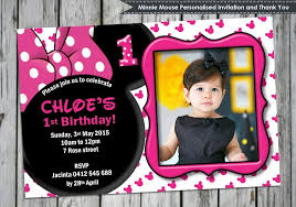 Minnie Mouse Personalised Invitation Invites Cards 1st Birthday