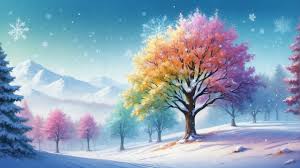 winter snow colorful tree scenery