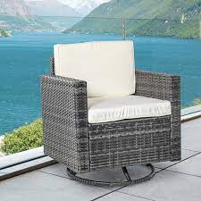 Outsunny Rattan Wicker Swivel Rocking