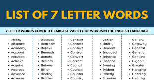 7 letter words 3000 words with 7