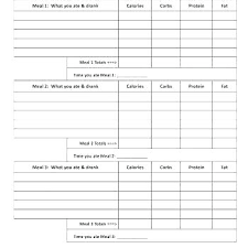 Meal Journal Template Food Weekly Diet Printable Diary And