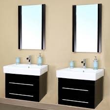 Small home furniture narrow depth slim bathroom vanity cabinet. 48 Inch Double Sink Wall Mount Bathroom Vanity In Black