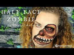 half face zombie halloween look fx