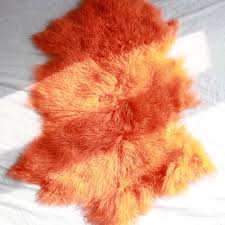 orange natural sheepskin mongolian lamb
