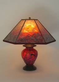 Art Glass Lamp Six Panel Mica Shade