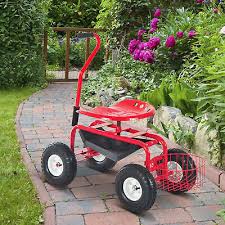 Outsunny Adjustable Rolling Garden Cart