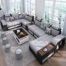 Wooden Modern Living Room U Shape Sofa