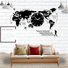 World Map Clock Living Room Wall Clock