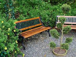 Beautiful Wooden Bench In A Garden