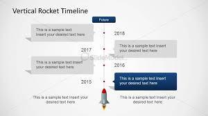Four Years Vertical Timeline With Rocket For Powerpoint Slidemodel