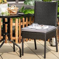 Patio Rattan Wicker Dining Chairs Set