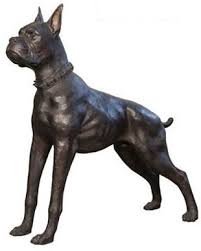 Bronze Boxer Dog Statue 37 Inch