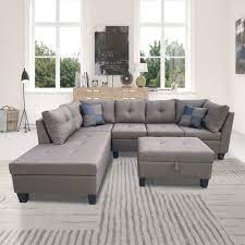 holaki 6 seat linen sectional sofa set
