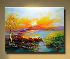 Abstract Landscape Oil Painting Bright